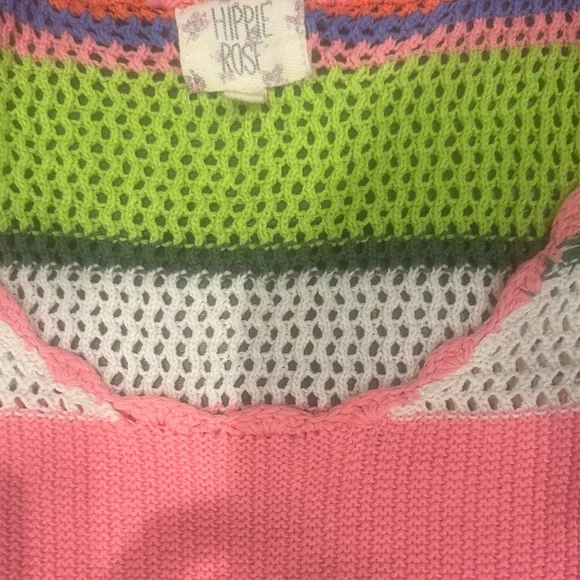 Hippie Rose Scoop Neck Sweater in Pink, Orange, and Green Stripes - Picture 6 of 6